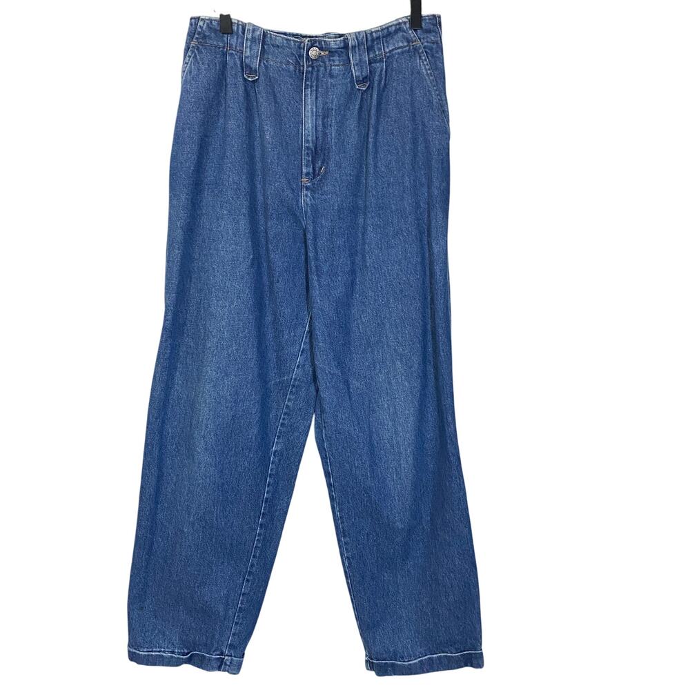 Calvin Klein Vintage High Rise Mom Jean Barrel Leg Dark Wash 100% Cotton Sz 12